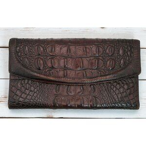 Vintage Brahmin Genuine Alligator Leather Brown Clutch Wallet Organizer USA
